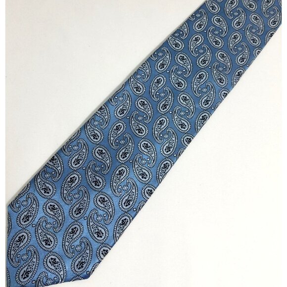 Alexander Julian Colours Blue Paisley Mens Necktie Handmade Polyester Tie - Picture 1 of 6